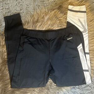 Reebok White and Black Leggings Athletic Fit
